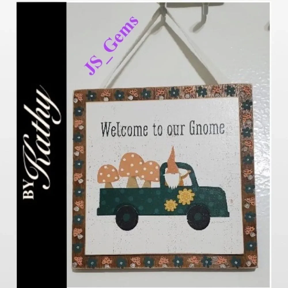 New 2D Gnome Welcome Home Wood Sign